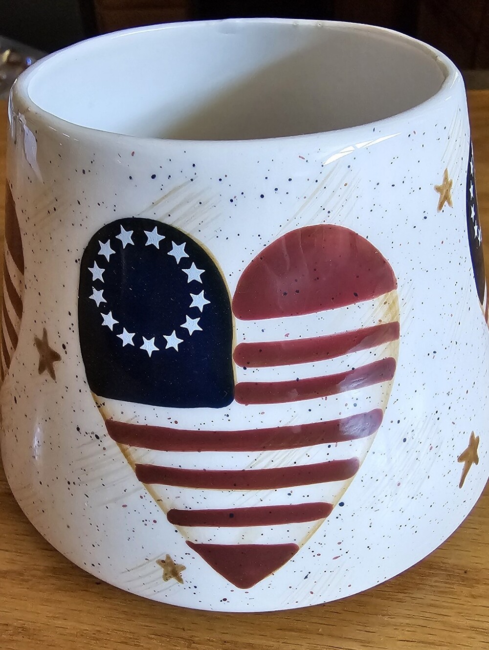 Vintage Home Interiors Americana Ceramic Jar Candle Shade Topper Heart Flag Star